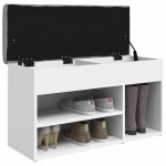 vidaXL Bancă de pantofi, alb, 82x32x45,5 cm, lemn prelucrat vidaXL Bancă de pantofi, alb, 82x32x45,5 cm, lemn prelucrat