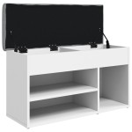 vidaXL Bancă de pantofi, alb, 82x32x45,5 cm, lemn prelucrat vidaXL Bancă de pantofi, alb, 82x32x45,5 cm, lemn prelucrat