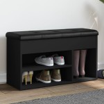 vidaXL Bancă de pantofi, negru, 82x32x45,5 cm, lemn prelucrat