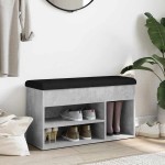 vidaXL Bancă de pantofi, gri beton, 82x32x45,5 cm, lemn prelucrat vidaXL Bancă de pantofi, gri beton, 82x32x45,5 cm, lemn prelucrat