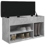 vidaXL Bancă de pantofi, gri beton, 82x32x45,5 cm, lemn prelucrat vidaXL Bancă de pantofi, gri beton, 82x32x45,5 cm, lemn prelucrat