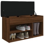 vidaXL Bancă de pantofi, stejar maro, 82x32x45,5 cm, lemn prelucrat vidaXL Bancă de pantofi, stejar maro, 82x32x45,5 cm, lemn prelucrat