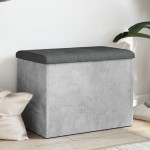 vidaXL Bancă de depozitare, gri beton, 62x42x45 cm, lemn prelucrat vidaXL Bancă de depozitare, gri beton, 62x42x45 cm, lemn prelucrat