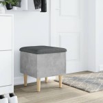 vidaXL Bancă de depozitare, gri beton, 42x42x46 cm, lemn prelucrat vidaXL Bancă de depozitare, gri beton, 42x42x46 cm, lemn prelucrat