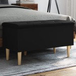 vidaXL Bancă de depozitare, negru, 82x42x46 cm, lemn prelucrat vidaXL Bancă de depozitare, negru, 82x42x46 cm, lemn prelucrat