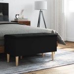 vidaXL Bancă de depozitare, negru, 82x42x46 cm, lemn prelucrat vidaXL Bancă de depozitare, negru, 82x42x46 cm, lemn prelucrat