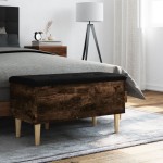 vidaXL Bancă de depozitare, stejar fumuriu, 82x42x46 cm lemn prelucrat vidaXL Bancă de depozitare, stejar fumuriu, 82x42x46 cm lemn prelucrat