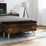 vidaXL Bancă de depozitare, stejar fumuriu, 102x42x46cm lemn prelucrat vidaXL Bancă de depozitare, stejar fumuriu, 102x42x46cm lemn prelucrat