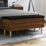 vidaXL Bancă de depozitare, stejar maro, 102x42x46 cm, lemn prelucrat vidaXL Bancă de depozitare, stejar maro, 102x42x46 cm, lemn prelucrat