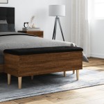 vidaXL Bancă de depozitare, stejar maro, 102x42x46 cm, lemn prelucrat vidaXL Bancă de depozitare, stejar maro, 102x42x46 cm, lemn prelucrat