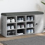 vidaXL Bancă de pantofi, gri beton, 102x32x50 cm, lemn prelucrat vidaXL Bancă de pantofi, gri beton, 102x32x50 cm, lemn prelucrat
