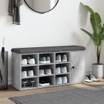 vidaXL Bancă de pantofi, gri beton, 102x32x50 cm, lemn prelucrat vidaXL Bancă de pantofi, gri beton, 102x32x50 cm, lemn prelucrat