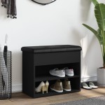 vidaXL Bancă de pantofi, negru, 62x32x50 cm, lemn prelucrat