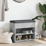 vidaXL Bancă de pantofi, gri beton, 62x32x50 cm, lemn prelucrat
