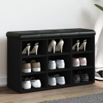 vidaXL Bancă de pantofi, negru, 82x32x50 cm, lemn prelucrat