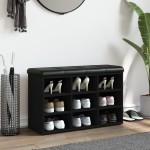 vidaXL Bancă de pantofi, negru, 82x32x50 cm, lemn prelucrat