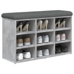 vidaXL Bancă de pantofi, gri beton, 82x32x50 cm, lemn prelucrat vidaXL Bancă de pantofi, gri beton, 82x32x50 cm, lemn prelucrat