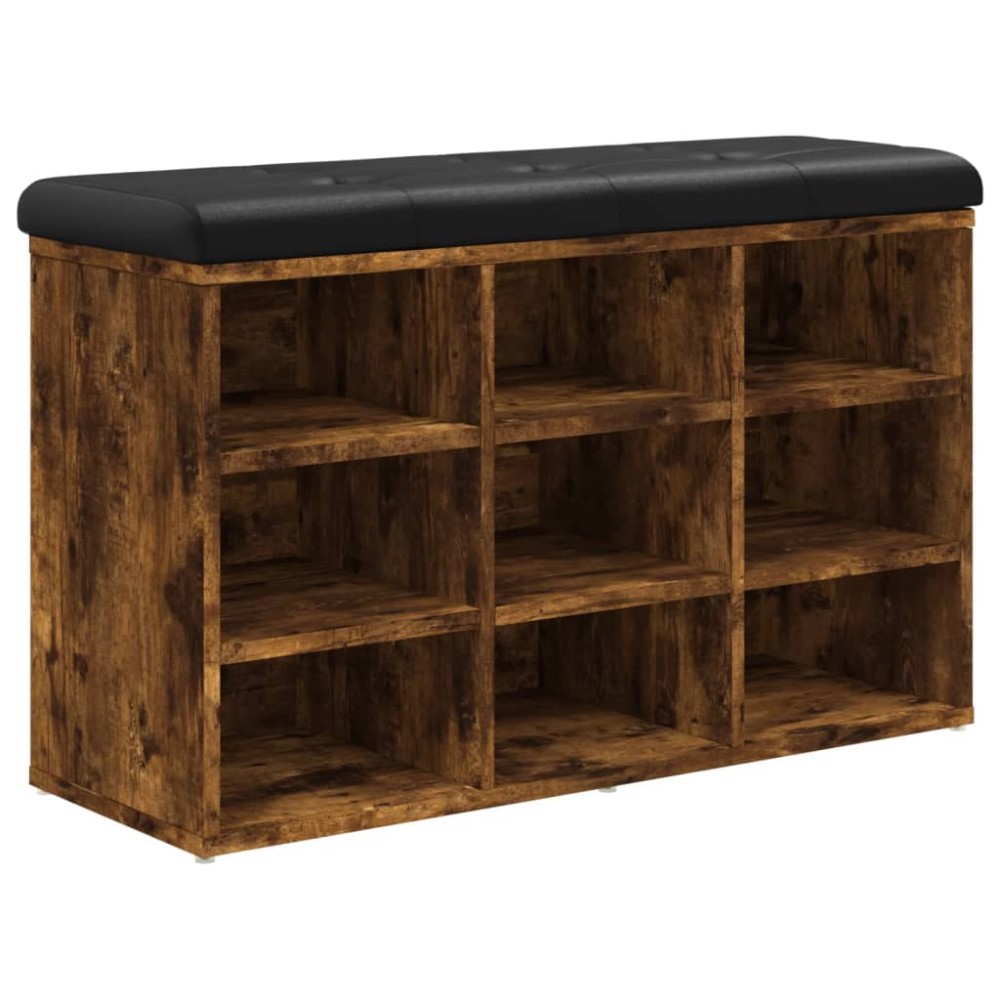 vidaXL Bancă de pantofi, stejar fumuriu, 82x32x50 cm, lemn prelucrat