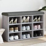 vidaXL Bancă de pantofi, gri sonoma, 82x32x50 cm, lemn prelucrat vidaXL Bancă de pantofi, gri sonoma, 82x32x50 cm, lemn prelucrat