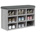 vidaXL Bancă de pantofi, gri sonoma, 82x32x50 cm, lemn prelucrat vidaXL Bancă de pantofi, gri sonoma, 82x32x50 cm, lemn prelucrat