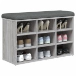 vidaXL Bancă de pantofi, gri sonoma, 82x32x50 cm, lemn prelucrat vidaXL Bancă de pantofi, gri sonoma, 82x32x50 cm, lemn prelucrat