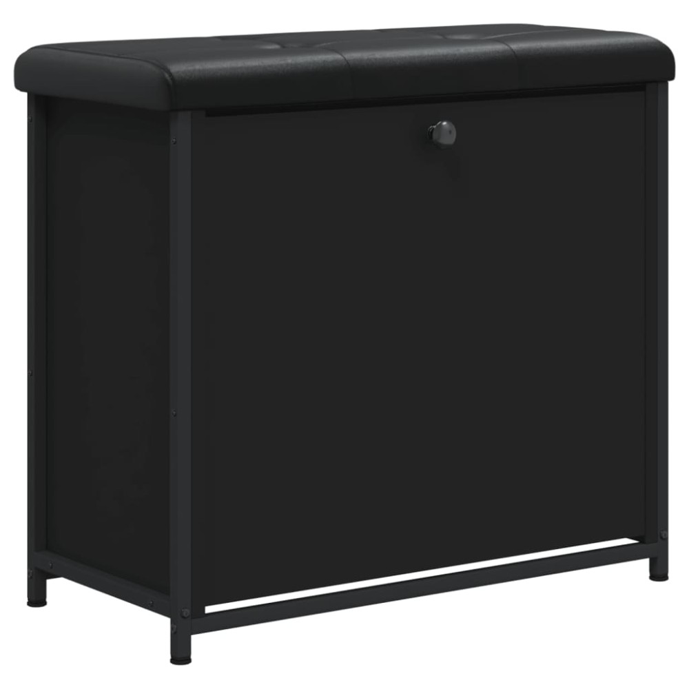 vidaXL Bancă pantofi cu sertar rabatabil, negru, 62x32x56 cm