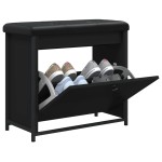 vidaXL Bancă pantofi cu sertar rabatabil, negru, 62x32x56 cm
