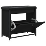 vidaXL Bancă pantofi cu sertar rabatabil, negru, 62x32x56 cm