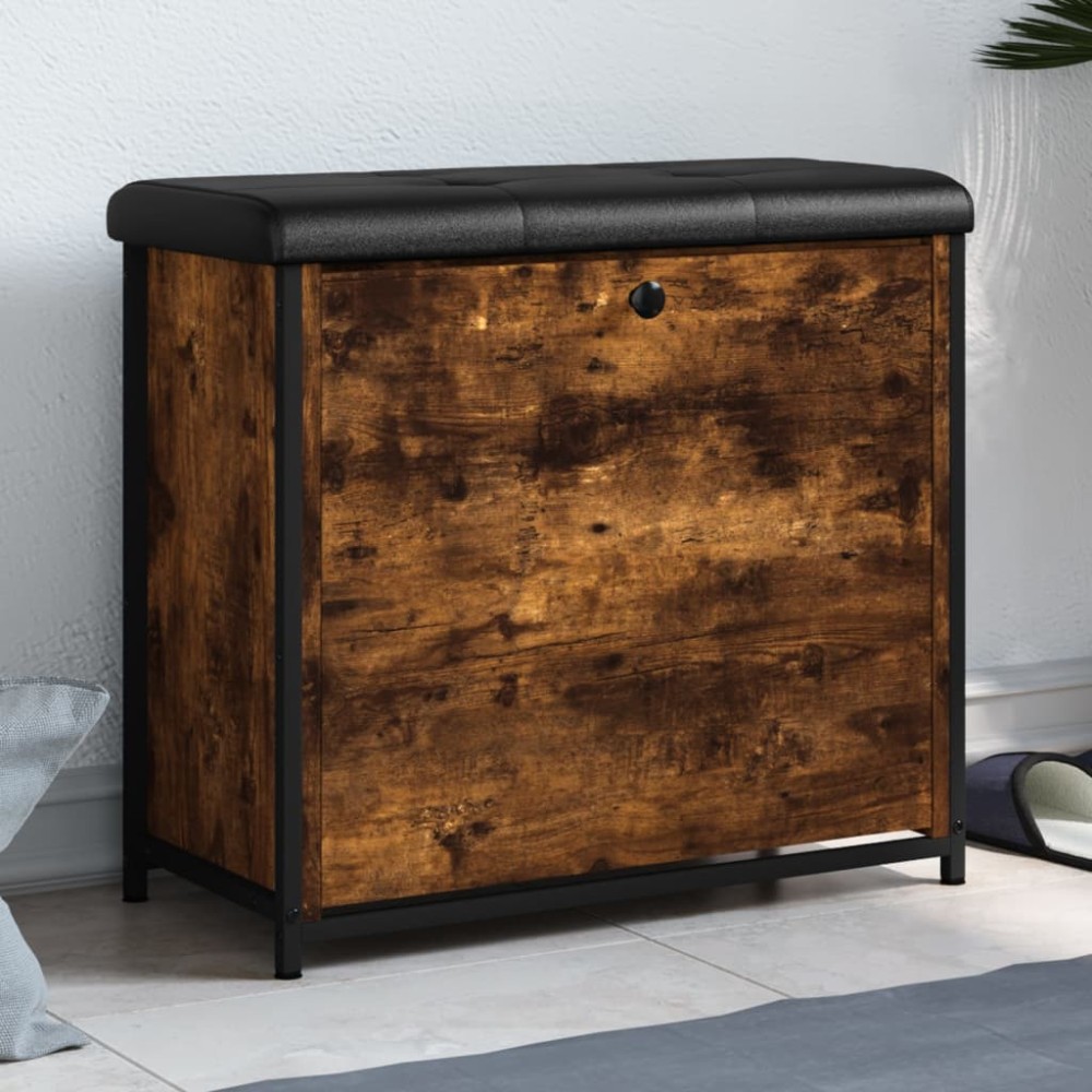 vidaXL Bancă pantofi cu sertar rabatabil, stejar fumuriu, 62x32x56 cm