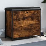vidaXL Bancă pantofi cu sertar rabatabil, stejar fumuriu, 62x32x56 cm