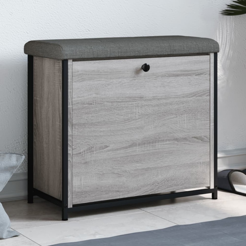 vidaXL Bancă de pantofi cu sertar rabatabil, gri sonoma, 62x32x56 cm