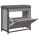 vidaXL Bancă de pantofi cu sertar rabatabil, gri sonoma, 62x32x56 cm