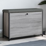 vidaXL Bancă de pantofi cu sertar rabatabil, gri sonoma, 82x32x56 cm vidaXL Bancă de pantofi cu sertar rabatabil, gri sonoma, 82x32x56 cm