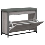 vidaXL Bancă de pantofi cu sertar rabatabil, gri sonoma, 82x32x56 cm vidaXL Bancă de pantofi cu sertar rabatabil, gri sonoma, 82x32x56 cm