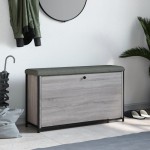 vidaXL Bancă de pantofi cu sertar rabatabil, gri sonoma, 102x32x56 cm vidaXL Bancă de pantofi cu sertar rabatabil, gri sonoma, 102x32x56 cm