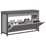vidaXL Bancă de pantofi cu sertar rabatabil, gri sonoma, 102x32x56 cm vidaXL Bancă de pantofi cu sertar rabatabil, gri sonoma, 102x32x56 cm