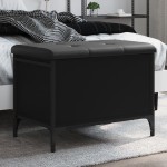 vidaXL Bancă de depozitare, negru, 62x42x45 cm, lemn prelucrat vidaXL Bancă de depozitare, negru, 62x42x45 cm, lemn prelucrat