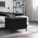 vidaXL Bancă de depozitare, negru, 62x42x45 cm, lemn prelucrat vidaXL Bancă de depozitare, negru, 62x42x45 cm, lemn prelucrat