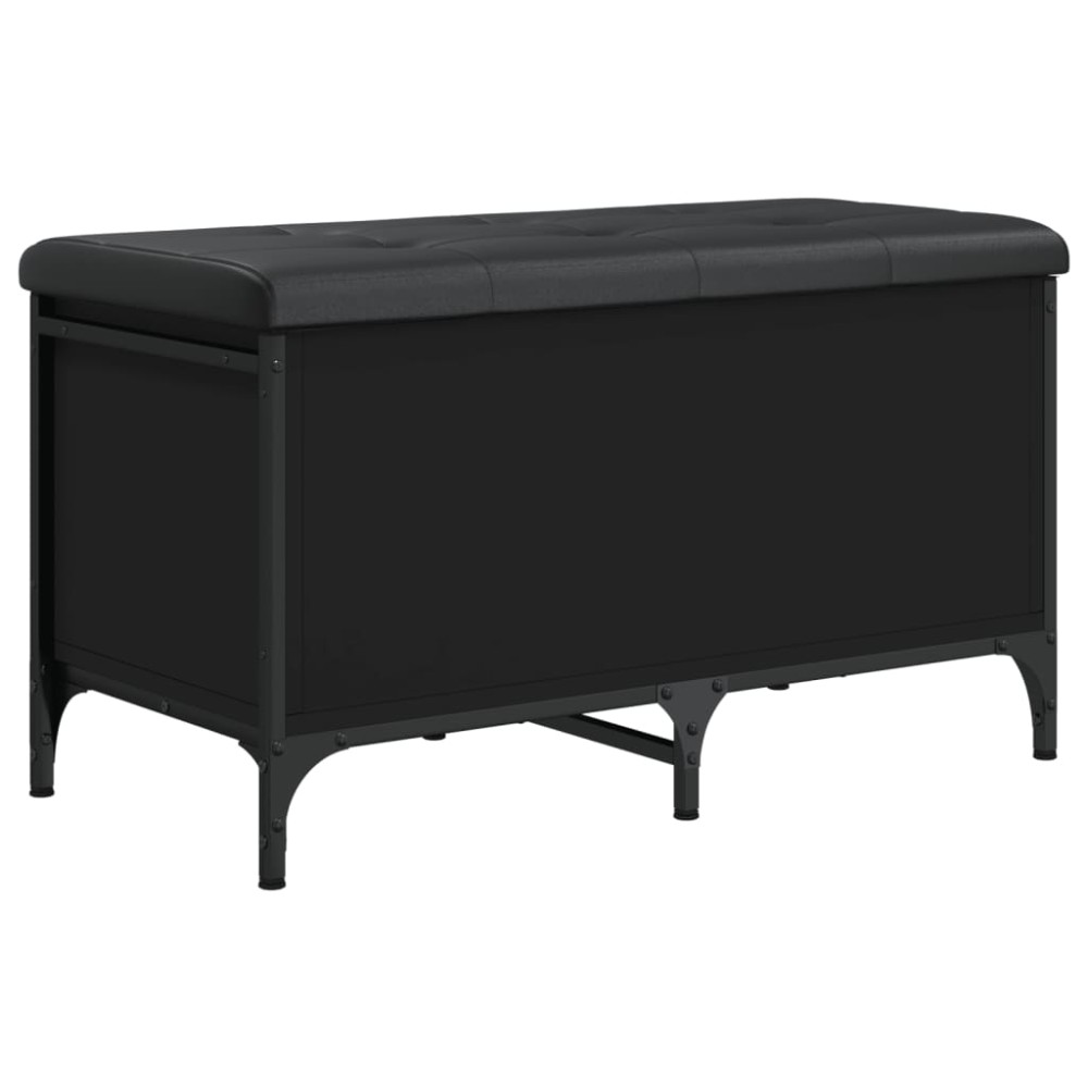 vidaXL Bancă de depozitare, negru, 82x42x45 cm, lemn prelucrat
