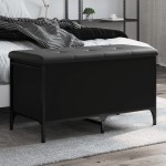 vidaXL Bancă de depozitare, negru, 82x42x45 cm, lemn prelucrat vidaXL Bancă de depozitare, negru, 82x42x45 cm, lemn prelucrat