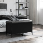 vidaXL Bancă de depozitare, negru, 82x42x45 cm, lemn prelucrat vidaXL Bancă de depozitare, negru, 82x42x45 cm, lemn prelucrat