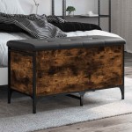 vidaXL Bancă de depozitare, stejar fumuriu, 82x42x45 cm lemn prelucrat vidaXL Bancă de depozitare, stejar fumuriu, 82x42x45 cm lemn prelucrat