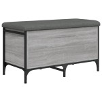 vidaXL Bancă de depozitare, gri sonoma, 82x42x45 cm, lemn prelucrat vidaXL Bancă de depozitare, gri sonoma, 82x42x45 cm, lemn prelucrat