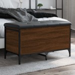vidaXL Bancă de depozitare, stejar maro, 82x42x45 cm, lemn prelucrat vidaXL Bancă de depozitare, stejar maro, 82x42x45 cm, lemn prelucrat