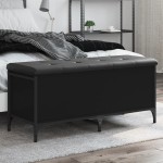 vidaXL Bancă de depozitare, negru, 102x42x45 cm, lemn prelucrat vidaXL Bancă de depozitare, negru, 102x42x45 cm, lemn prelucrat