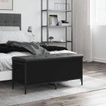 vidaXL Bancă de depozitare, negru, 102x42x45 cm, lemn prelucrat vidaXL Bancă de depozitare, negru, 102x42x45 cm, lemn prelucrat