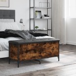 vidaXL Bancă de depozitare, stejar fumuriu, 102x42x45cm lemn prelucrat vidaXL Bancă de depozitare, stejar fumuriu, 102x42x45cm lemn prelucrat
