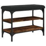 vidaXL Bancă de pantofi, stejar fumuriu, 62x32x47 cm, lemn prelucrat