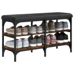 vidaXL Bancă de pantofi, stejar fumuriu, 82x32x47 cm, lemn prelucrat
