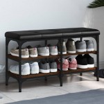 vidaXL Bancă de pantofi, stejar maro, 82x32x47 cm, lemn prelucrat